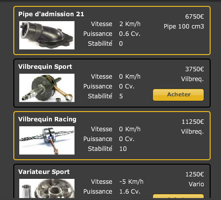 De très nombreuses pièces disponibles